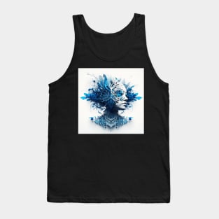 Blue and White Intricate Surreal Tank Top